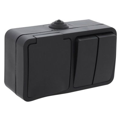 Kombinovaná zásuvka a vypínač Q-Link, řada odolná proti stříkající vodě Ochranné uzemnění