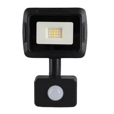 Hliníkový reflektor s čidlem černý, Miro, 10W, LED 3000 K, IP65