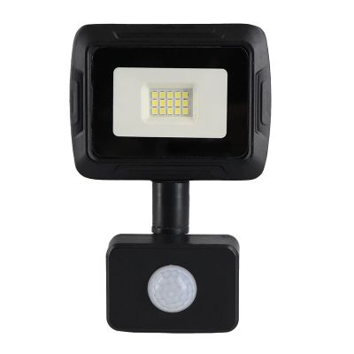 Hliníkový reflektor s čidlem černý, Miro, 10W, LED 6000 K, IP65