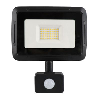 Hliníkový reflektor s čidlem černý, Miro, 30W, LED 3000 K, IP65