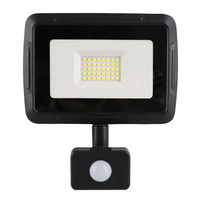 Hliníkový reflektor s čidlem černý, Miro, 30W, LED 6000 K, IP65