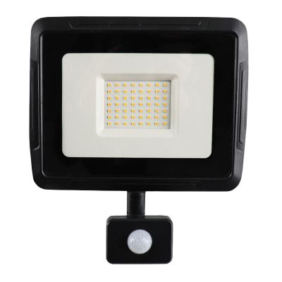 Hliníkový reflektor s čidlem černý, Miro, 50W, LED 3000 K, IP65