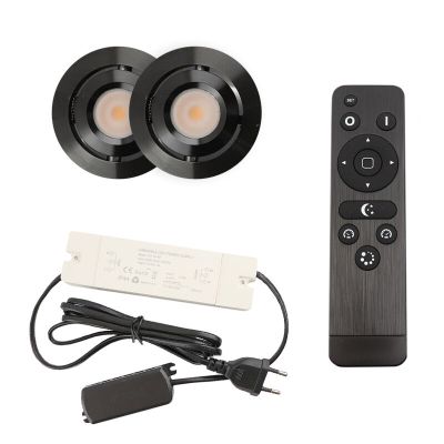 Hliníkové podhledové světlo na verandu černé, Rona, 3W, LED 2700 K, IP44, s dálkovým ovládáním