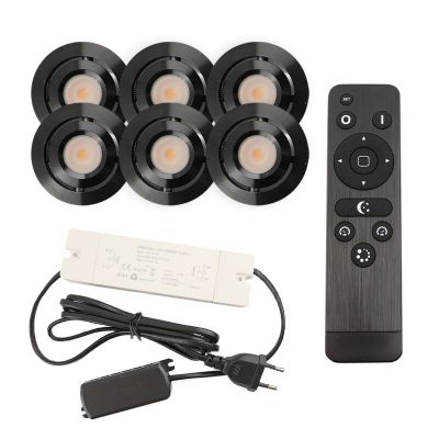 Hliníkové podhledové světlo na verandu černé, Rona, 3W, LED 2700 K, IP44, s dálkovým ovládáním