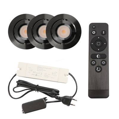 Hliníkové podhledové světlo na verandu černé, Rona, 3W, LED 2700 K, IP44, s dálkovým ovládáním