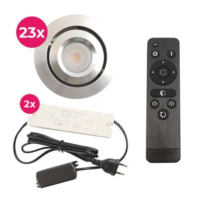 Hliníkové podhledové světlo na verandu chromové, Rona, 3W, LED 2700 K, IP44, s dálkovým ovládáním