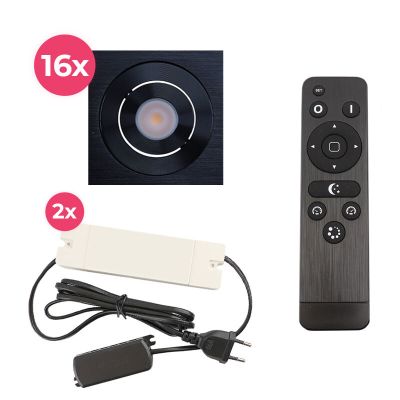 Hliníkové podhledové světlo na verandu černé, Rona, 48W, LED 2700 K, IP44, s dálkovým ovládáním