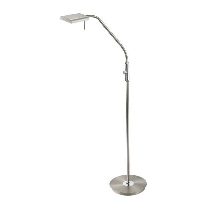 Niklová stojací lampa moderní, Robin, 12W, LED 3000 K, s dotykovým stmívačem