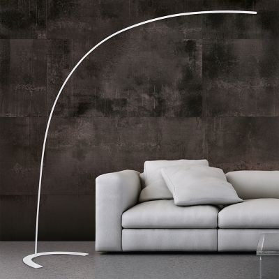 Bílá oblouková lampa moderní, Libro, 18W, LED 3000 K, s vypínačem