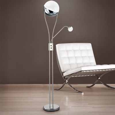 Chromová stojací lampa retro, Xelly, 22W, LED 3000 K, s vypínačem