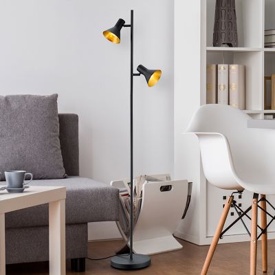 Černá stojací lampa industriální, Verena, s vypínačem