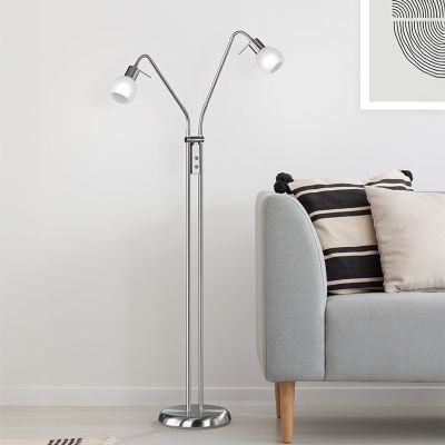 Niklová stojací lampa moderní, Benita, s vypínačem