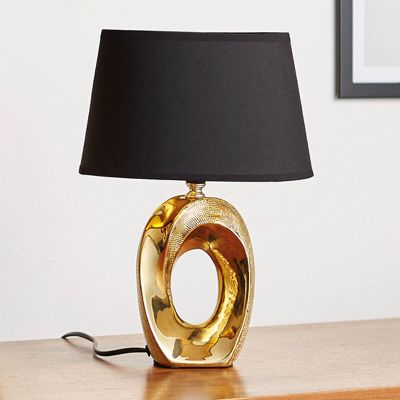 Keramická stolní lampa zlatá, Moldrup, s vypínačem