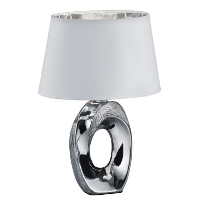 Keramická stolní lampa stříbrná, Moldrup, s vypínačem