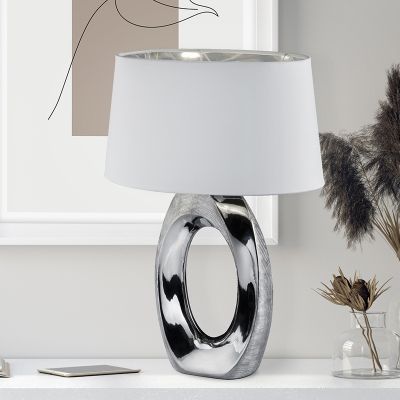 Keramická stolní lampa stříbrná, Moldrup, s vypínačem