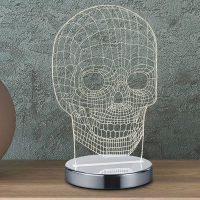 Chromová stolní lampa designová, Berjan, 7W, LED nastavitelný od teplé po studenou bílou, s vypínačem