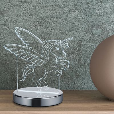 Chromová stolní lampa do dětského pokoje designová, Berivan, 7W, LED nastavitelný od teplé po studenou bílou, s vypínačem