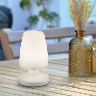 Bílá venkovní stolní lampa moderní, Maruf, 1,5W, LED 3000 K, IP44, s vypínačem