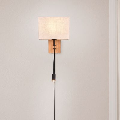 Bílé nástěnné světlo dřevěné, Fransien, s vypínačem