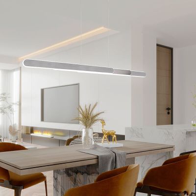 Stříbrné závěsné světlo designové, Dwayn, 48W, LED nastavitelný od teplé po studenou bílou, s dotykovým stmívačem