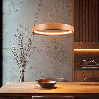 Dřevěné závěsné světlo moderní, Nassima, 28W, LED 3000 K, s 3stupňovým stmíváním