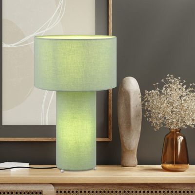 Zelená stolní lampa látková, Denilson, s vypínačem