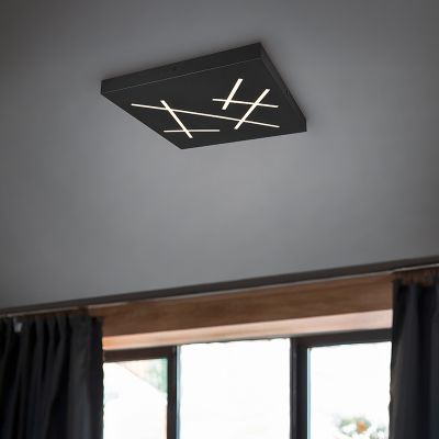 Černé stropní světlo designové, Eelco, 24W, LED nastavitelný od teplé po studenou bílou, s 3stupňovým stmíváním