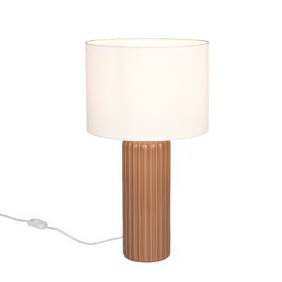 Keramická stolní lampa hnědá, Nannette, s vypínačem