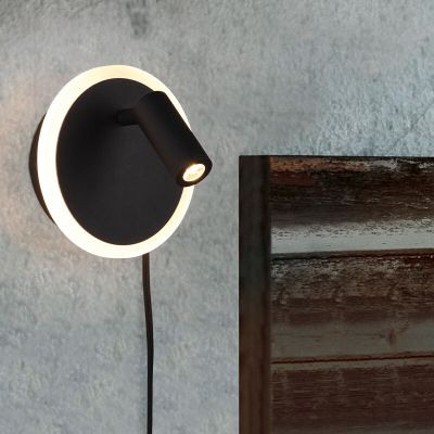 Černé nástěnné světlo moderní, Sirias, 5W, LED 3000 K, s vypínačem
