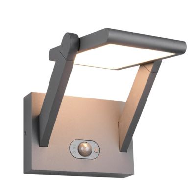 Antracité solární venkovní nástěnné světlo moderní, Maku, 5W, LED white switch, IP65