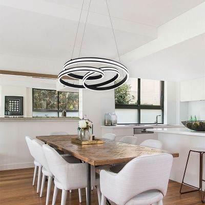 Černé závěsné světlo nad jídelní stůl moderní, Elyse, 60W, LED white switch