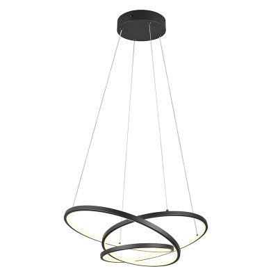 Černé závěsné světlo nad jídelní stůl designové, Teodore, 34W, LED white switch, s 3stupňovým stmíváním