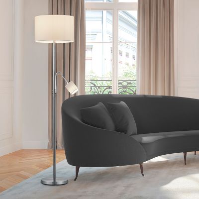 Niklová stojací lampa moderní, Ledbury, s vypínačem