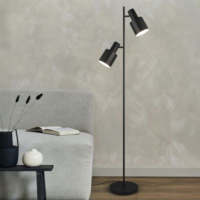Černá stojací lampa kovová, Amila, s vypínačem