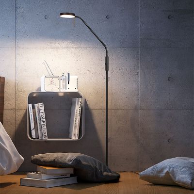 Černá stojací čtecí lampa moderní, Bilge, 12W, LED s nastavitelnou barvou světla, s dotykovým stmívačem