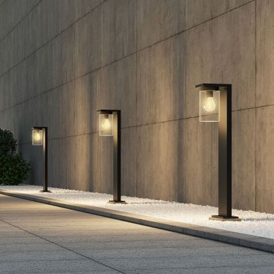 Černá venkovní lampa stojací se soumrakovým čidlem moderní, Yves, IP44