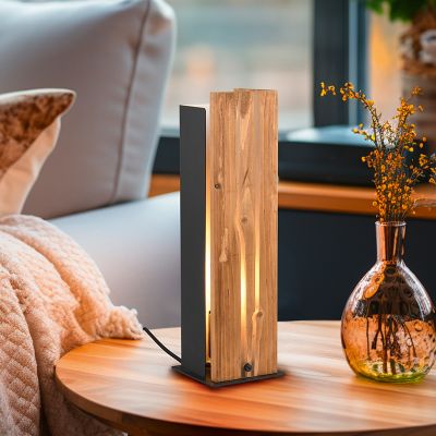 Dřevěná stolní lampa rustikální, Karijn, s vypínačem