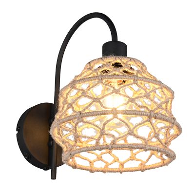 Hnědé nástěnné světlo rustikální, Liduina, s vypínačem