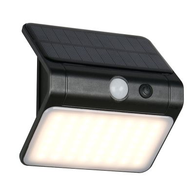 Černé solární venkovní nástěnné světlo plastové, Mijs, 2,5W, LED 4000 K, IP44