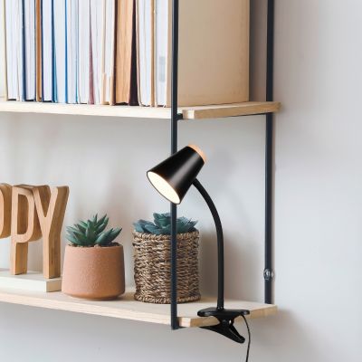 Černá lampa s klipem moderní, Rahul, 4,5W, LED 3000 K, s vypínačem