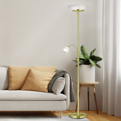 Mosazná stojací čtecí lampa moderní, Larry