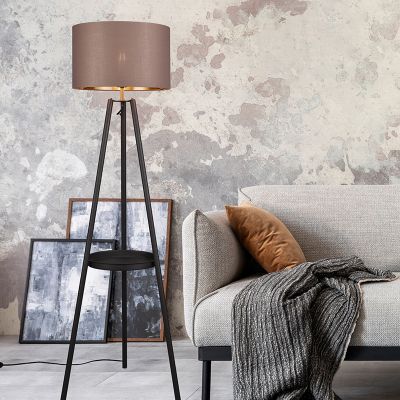 Taupe trojnohá stojací lampa moderní, Wendel, s vypínačem