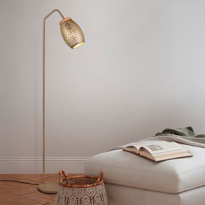 Hnědá stojací lampa moderní, Delana, s vypínačem