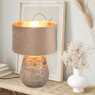 Šedá stolní lampa orientální, Selim, s vypínačem