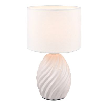 Bílá stolní lampa retro, Roeland, s vypínačem