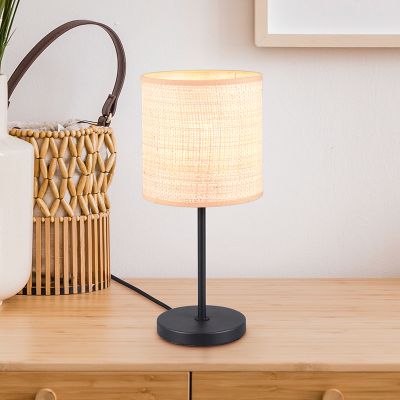 Krémová stolní lampa rustikální, Peder, s vypínačem