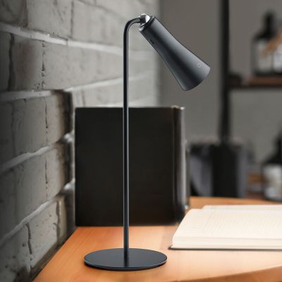 Černá stolní lampa kovová, Remko, 2W, LED 3000 K, s dotykovým stmívačem