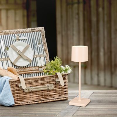 Hnědá nabíjecí venkovní stolní LED lampa moderní, Lakisha, 1,5W, LED white switch, IP54, s dotykovým stmívačem