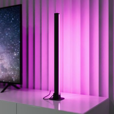 Černá stolní lampa moderní, Wissal, 5W, LED RGB, s dálkovým ovládáním