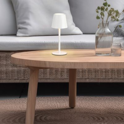 Bílá nabíjecí stolní lampa kovová, Priya, 1,6W, LED nastavitelný od teplé po studenou bílou, s 3stupňovým stmíváním